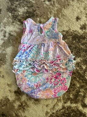 Little Sleepies Floral Ruffle One-Piece in Pastel